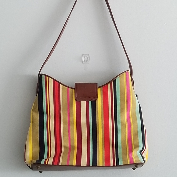 Fossil Colorful Canvas Striped Shoulder Handbag - Picture 2 of 12